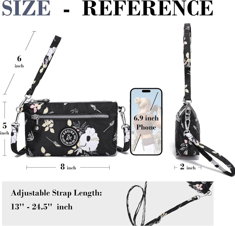 AOCINA Small Wristlet Wallet for Women RFID Blocking Crossbody Purse Gifts for Valentines Day Nylon Cell Phone Purses - Image 3